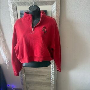 H&M Red Cowl Neck Sweater with Rose Detail